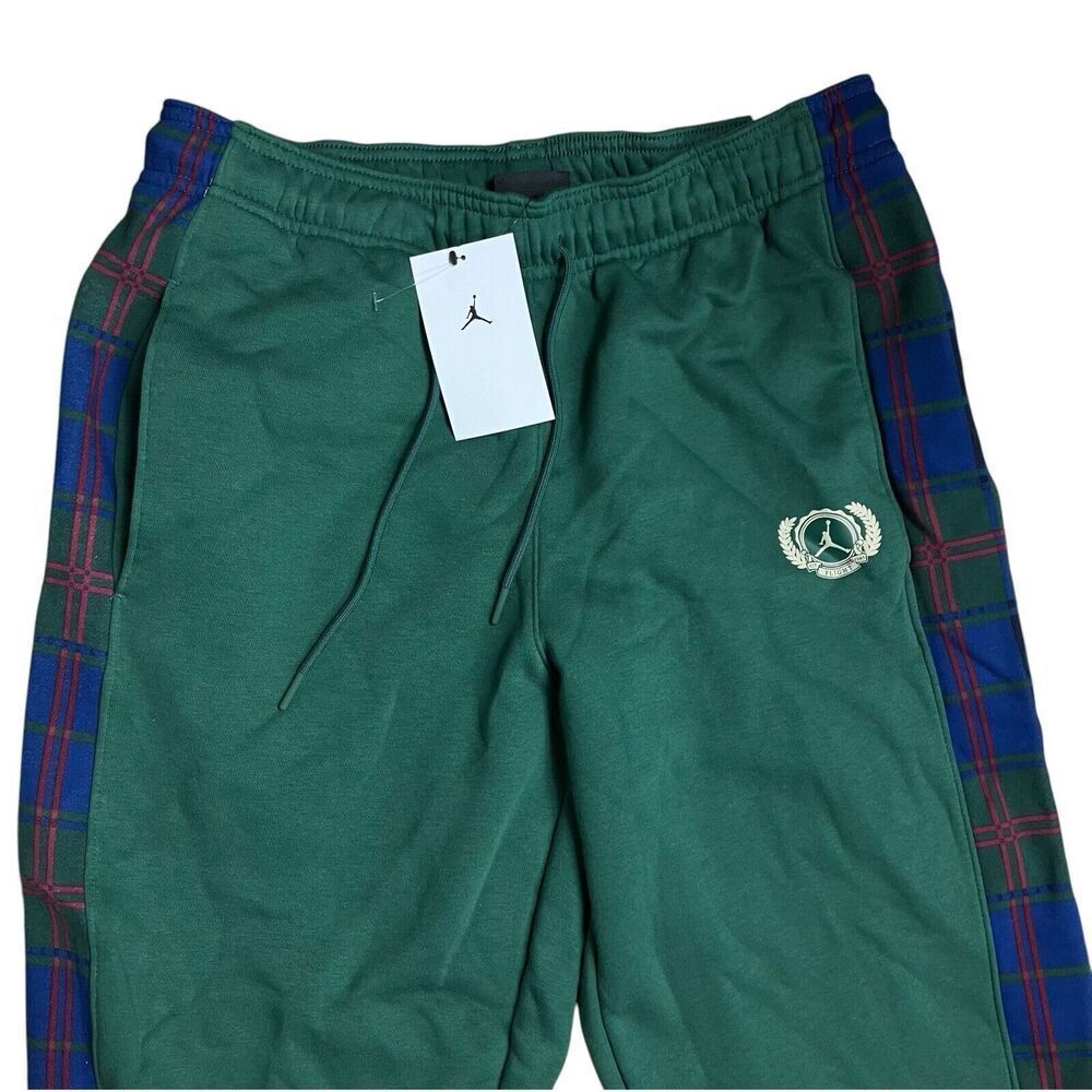Air Jordan Pants Womens M Flight Brooklyn Fleece Joggers Tartan Plaid DX7463-333 - Picture 2 of 14